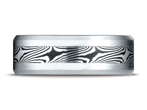 Benchmark® Cobalt Chrome™ 8.0 Comfort-fit Satin-mokume Design Ring