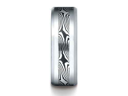 Benchmark® Cobalt Chrome™ 8.0 Comfort-fit Satin-mokume Design Ring