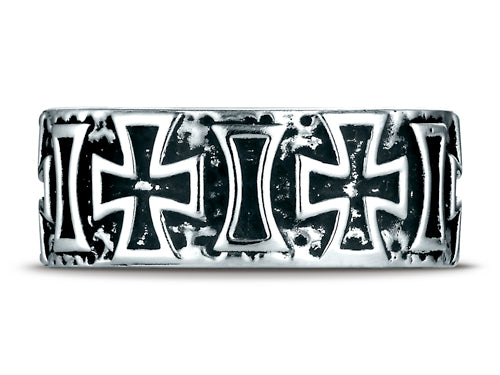 Benchmark® Cobalt Chrome™ 9mm Comfort-fit Maltese Cross Design Ring