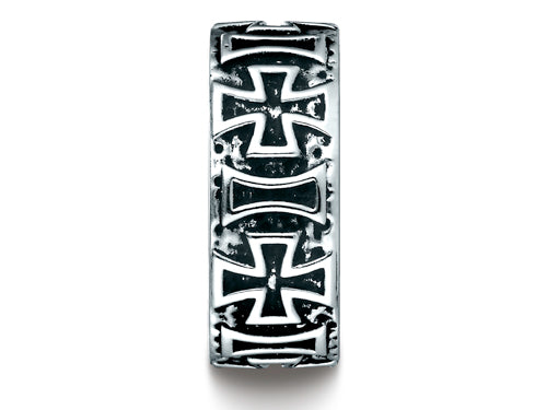 Benchmark® Cobalt Chrome™ 9mm Comfort-fit Maltese Cross Design Ring