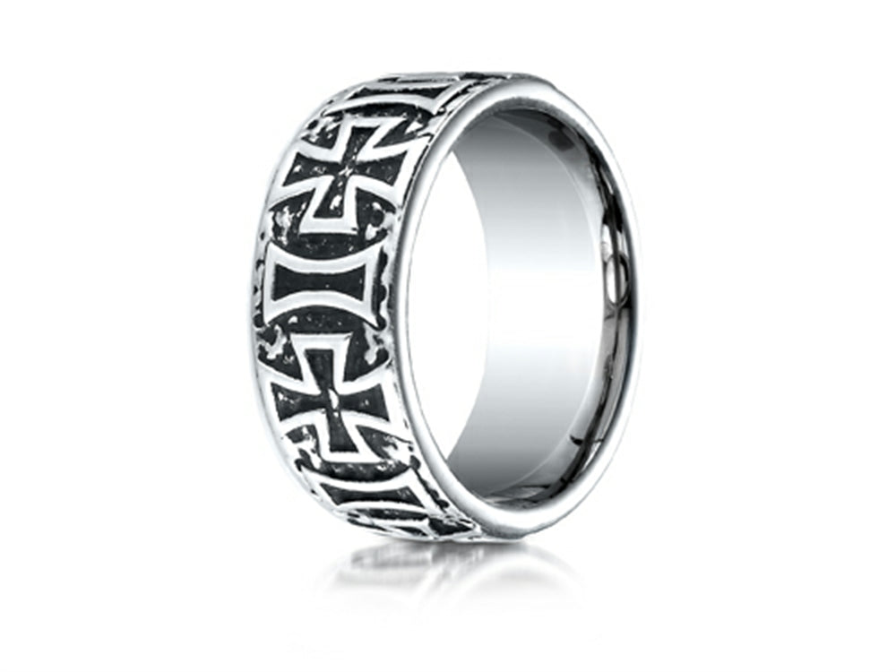 Benchmark® Cobalt Chrome™ 9mm Comfort-fit Maltese Cross Design Ring