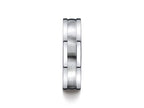 Benchmark® 6mm Comfort-fit Satin-finished Center Squared Edge Carved Design Wedding Band Ring