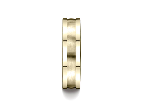 Benchmark® 6mm Comfort-fit Satin-finished Center Squared Edge Carved Design Wedding Band Ring