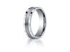 Benchmark® 6mm Comfort-fit Satin-finished Center Squared Edge Carved Design Wedding Band Ring