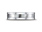 Benchmark® 6mm Comfort-fit Satin-finished Center Squared Edge Carved Design Wedding Band Ring