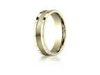 Benchmark® 6mm Comfort-fit Satin-finished Center Squared Edge Carved Design Wedding Band Ring
