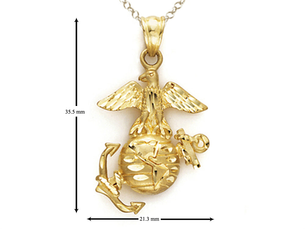 Finejewelers 14k Yellow Gold US Marines Emblem Pendant Necklace - Chain Included