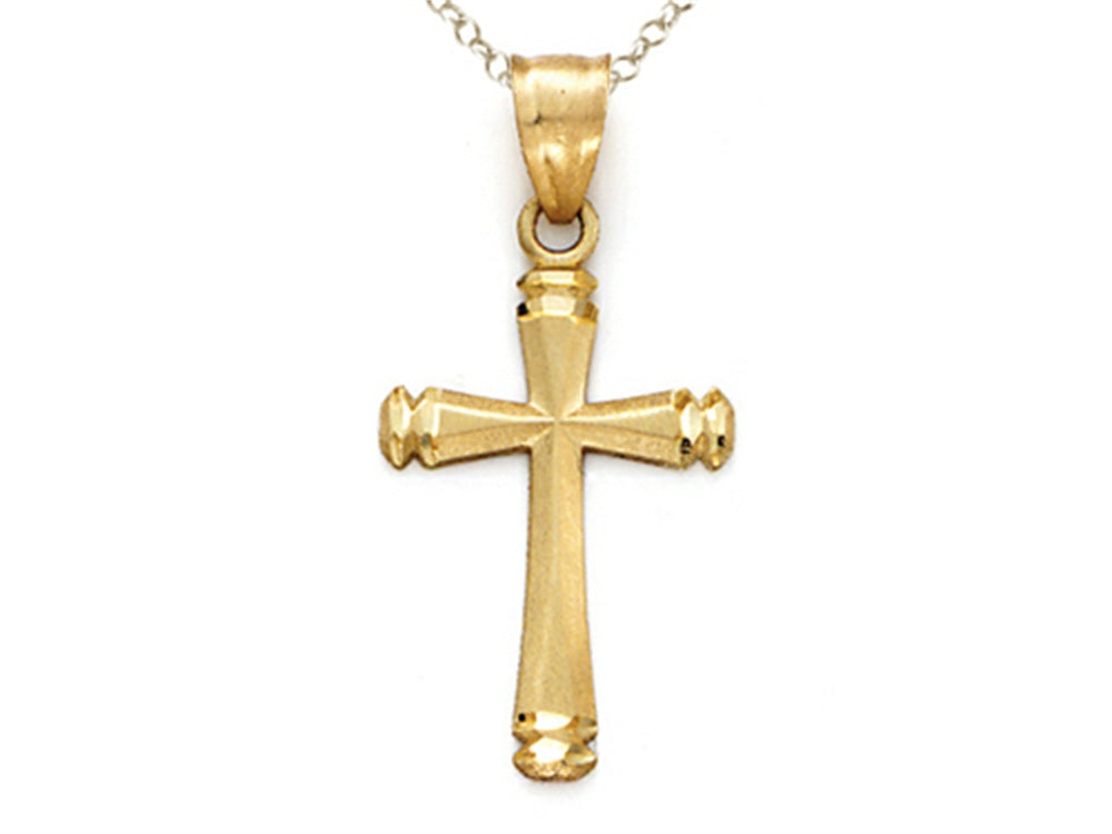 Finejewelers 14k Yellow Gold Bright Cut Cross Pendant Necklace- Chain Included