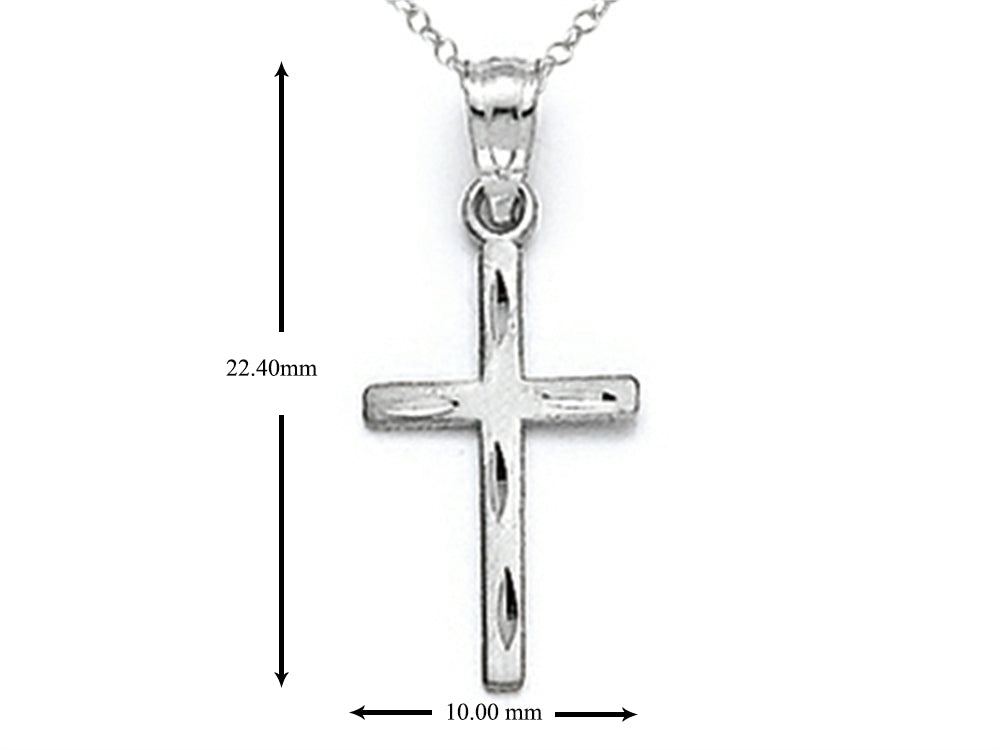 Finejewelers 14k White Gold Small Bright Cut Cross Pendant Necklace - Chain Included