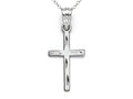 Finejewelers 14k White Gold Small Bright Cut Cross Pendant Necklace - Chain Included