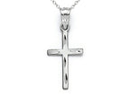 Finejewelers 14k White Gold Small Bright Cut Cross Pendant Necklace - Chain Included