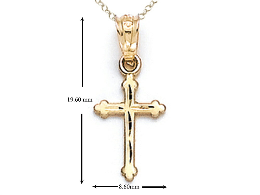 Finejewelers 14k Yellow Gold Extra Small Bright Cut Cross Pendant Necklace - Chain Included