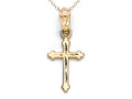 Finejewelers 14k Yellow Gold Extra Small Bright Cut Cross Pendant Necklace - Chain Included