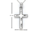 Finejewelers 14k White Gold Bright Cut Beaded Cross Pendant Necklace - Chain Included