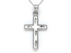 Finejewelers 14k White Gold Bright Cut Beaded Cross Pendant Necklace - Chain Included