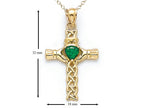 Finejewelers 14k Yellow Gold Claddagh Cross Pendant Necklace with Simulated Emerald Heart - Chain Included