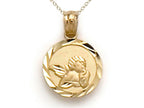 Finejewelers 14k Yellow Gold Small Round Angel Medallion Pendant Necklace - Chain Included