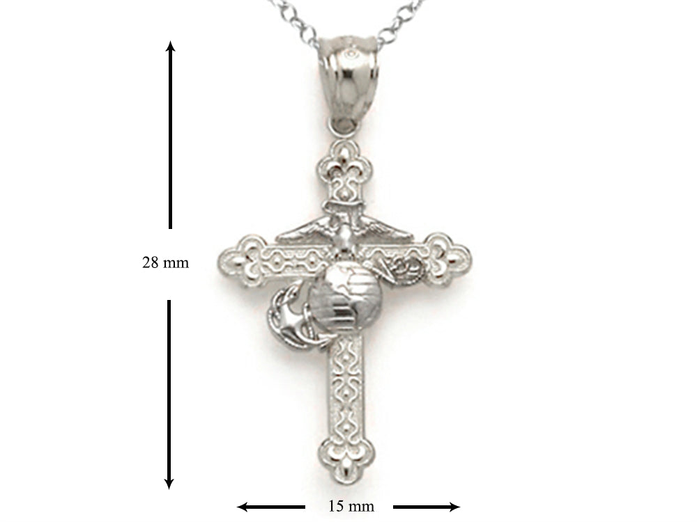 Finejewelers 14k White Gold Large Fancy Marine Cross Pendant Necklace - Chain Included