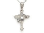 Finejewelers 14k White Gold Large Fancy Marine Cross Pendant Necklace - Chain Included