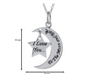 Sterling Silver I Love You to the Moon and Back Star Pendant Necklace 18 inch adjustable Chain Included