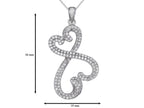 Sterling Silver Double Heart Pendant Necklace with Micropave CZ Chain Included