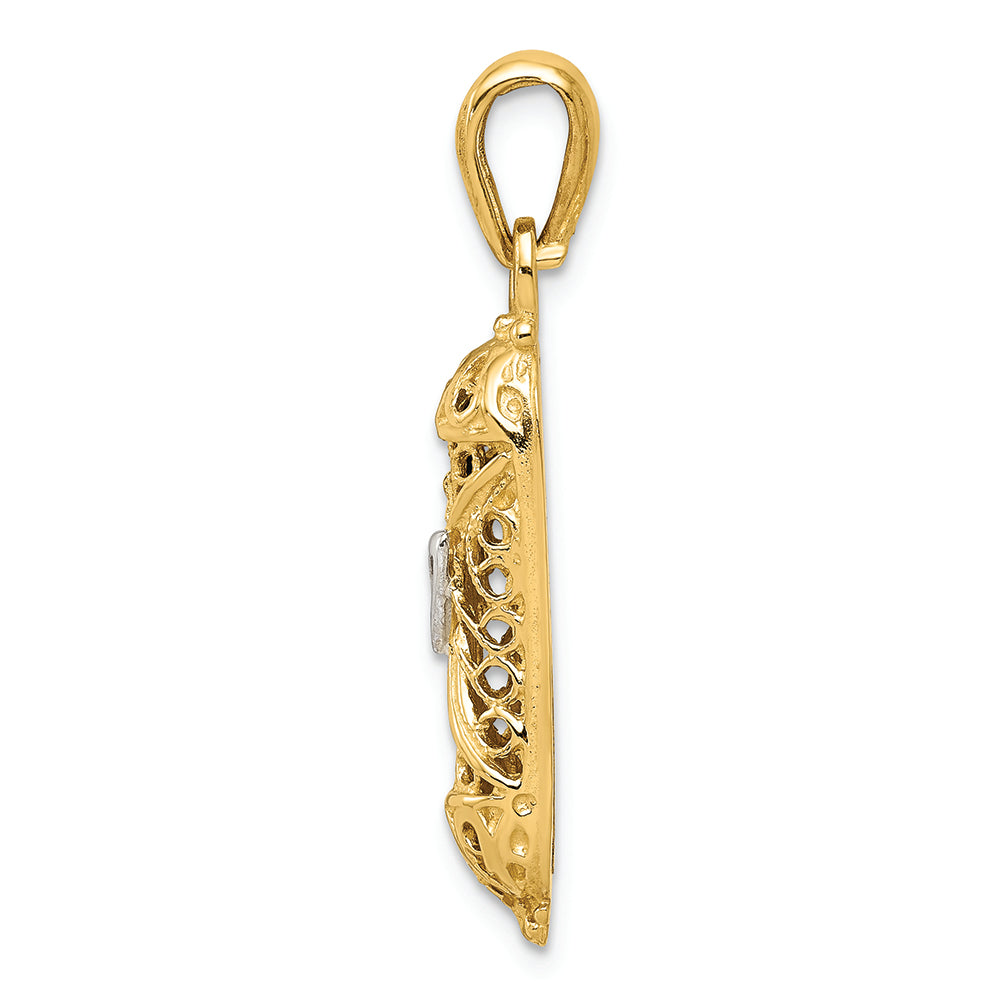 FJC Finejewelers 14k Yellow Gold with Rhodium Mezuzah with Shin Charm