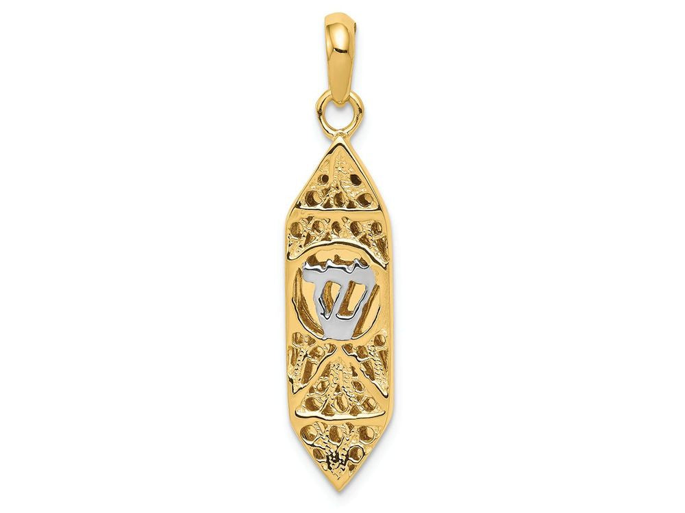 FJC Finejewelers 14k Rhoduim Mezuzah with Shin Charm