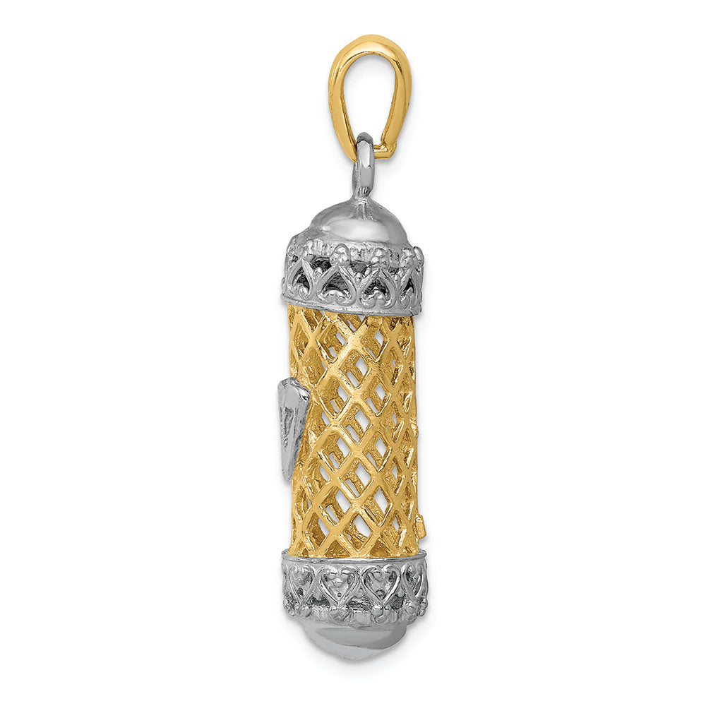 FJC Finejewelers 14k Two-tone Gold Mezuzah with Shin Charm
