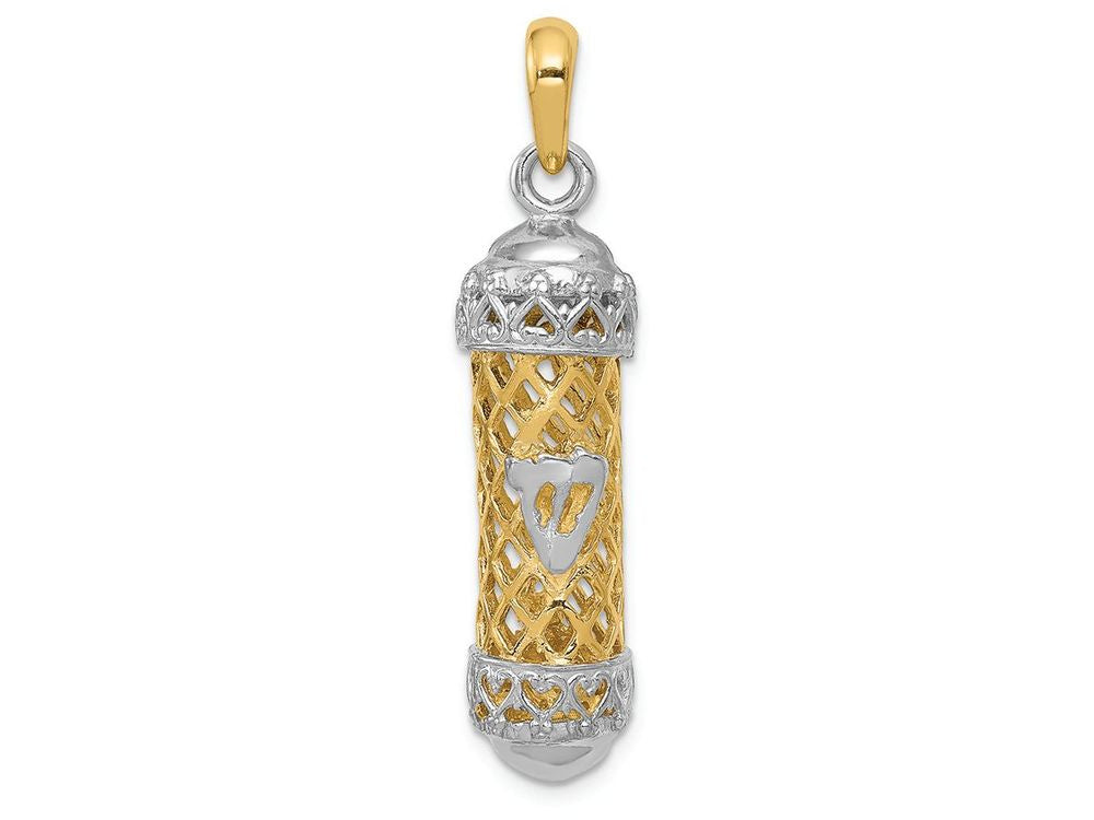 FJC Finejewelers 14k Two-tone Gold Mezuzah with Shin Charm
