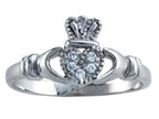 Finejewelers 925 Sterling Silver Claddagh Ring with Cubic Zirconia (CZ)