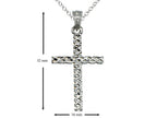 Finejewelers 925 Sterling Silver Rhodium Medium Bright Cut Mesh Cross Pendant Necklace Chain Included
