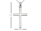 Finejewelers 925 Sterling Silver Rhodium Medium Bright Cut Squares Cross Pendant Necklace Chain Included