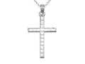 Finejewelers 925 Sterling Silver Rhodium Medium Bright Cut Squares Cross Pendant Necklace Chain Included