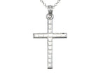Finejewelers 925 Sterling Silver Rhodium Medium Bright Cut Squares Cross Pendant Necklace Chain Included