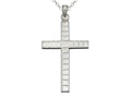 Finejewelers 925 Sterling Silver Rhodium Large Bright Cut Squares Cross Pendant Necklace Chain Included