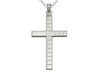 Finejewelers 925 Sterling Silver Rhodium Large Bright Cut Squares Cross Pendant Necklace Chain Included