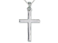 Finejewelers 925 Sterling Silver Rhodium Medium Plain Pol Cross Pendant Necklace Chain Included