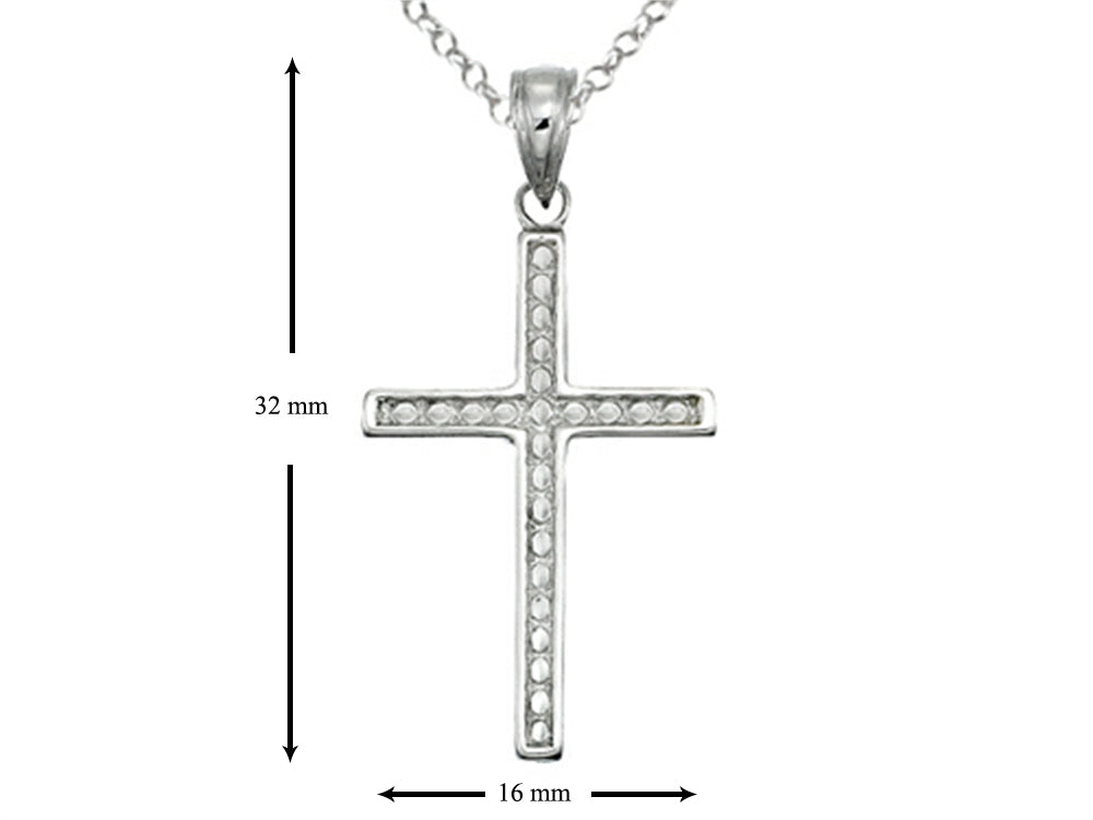 Finejewelers 925 Sterling Silver Rhodium 32x16 mm Bright Cut Cross Pendant Necklace Chain Included