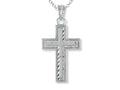 Finejewelers 925 Sterling Silver Rhodium Small Bright Cut Cross Pendant Necklace Chain Included