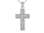 Finejewelers 925 Sterling Silver Rhodium Small Bright Cut Cross Pendant Necklace Chain Included