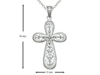 Finejewelers 925 Sterling Silver Rhodium Medium Bright Cut Cross Pendant Necklace Chain Included