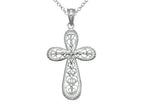 Finejewelers 925 Sterling Silver Rhodium Medium Bright Cut Cross Pendant Necklace Chain Included