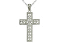 Finejewelers 925 Sterling Silver Rhodium Medium Bright Cut Cross Pendant Necklace Chain Included