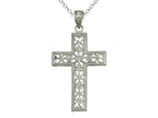 Finejewelers 925 Sterling Silver Rhodium Medium Bright Cut Cross Pendant Necklace Chain Included