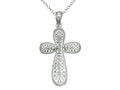 Finejewelers 925 Sterling Silver Rhodium Medium Bright Cut Cross Pendant Necklace Chain Included
