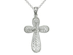 Finejewelers 925 Sterling Silver Rhodium Medium Bright Cut Cross Pendant Necklace Chain Included