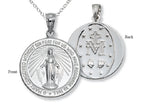 Finejewelers 925 Sterling Silver Rhodium Large Miraculous Medal Pendant Necklace Chain Included