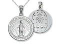 Finejewelers 925 Sterling Silver Rhodium Large Miraculous Medal Pendant Necklace Chain Included