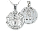 Finejewelers 925 Sterling Silver Rhodium Large Miraculous Medal Pendant Necklace Chain Included