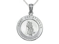 Finejewelers 925 Sterling Silver Rhodium Medium St. Christopher Medal Pendant Necklace Chain Included